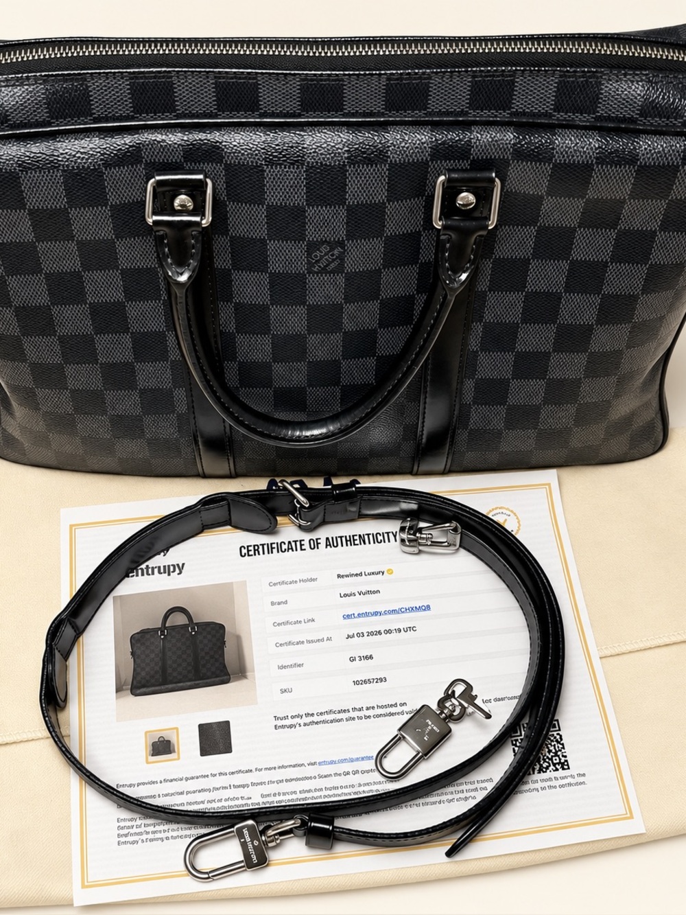 Authentic Louis Vuitton Damier Graphite Briefcase / Business Bag
